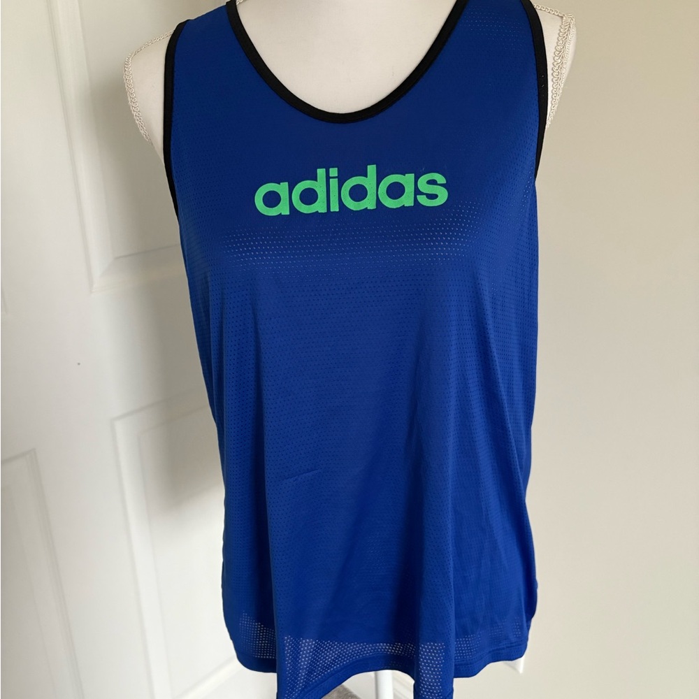 adidas Royal Blue Tank with Neon Green Logo